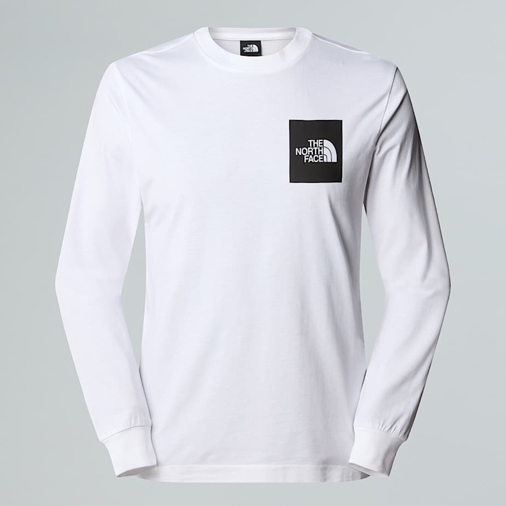The North Face White Long-Sleeve Tee with Black Chest Logo